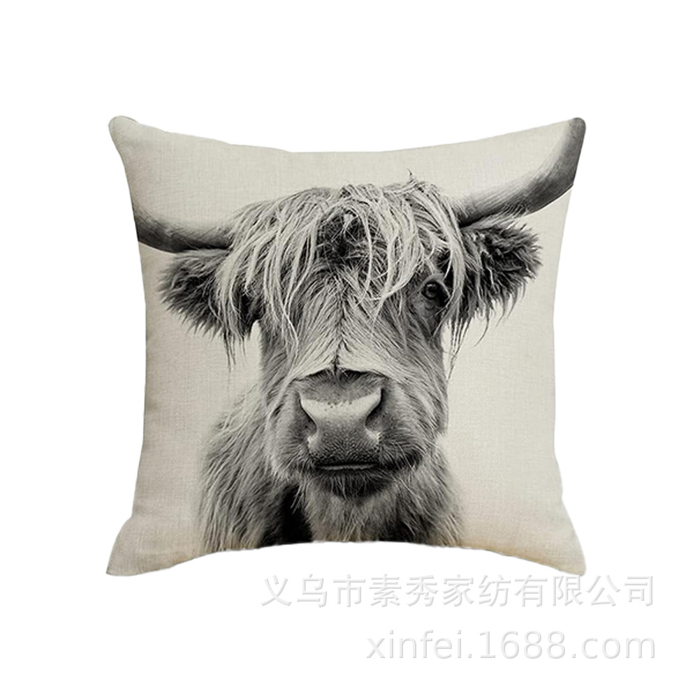 Transfronterizo amazónico Xiyin yak highland ganado animal sofá sala de estar respaldo decoración almohada abraza almohada cubierta de cojín image 17