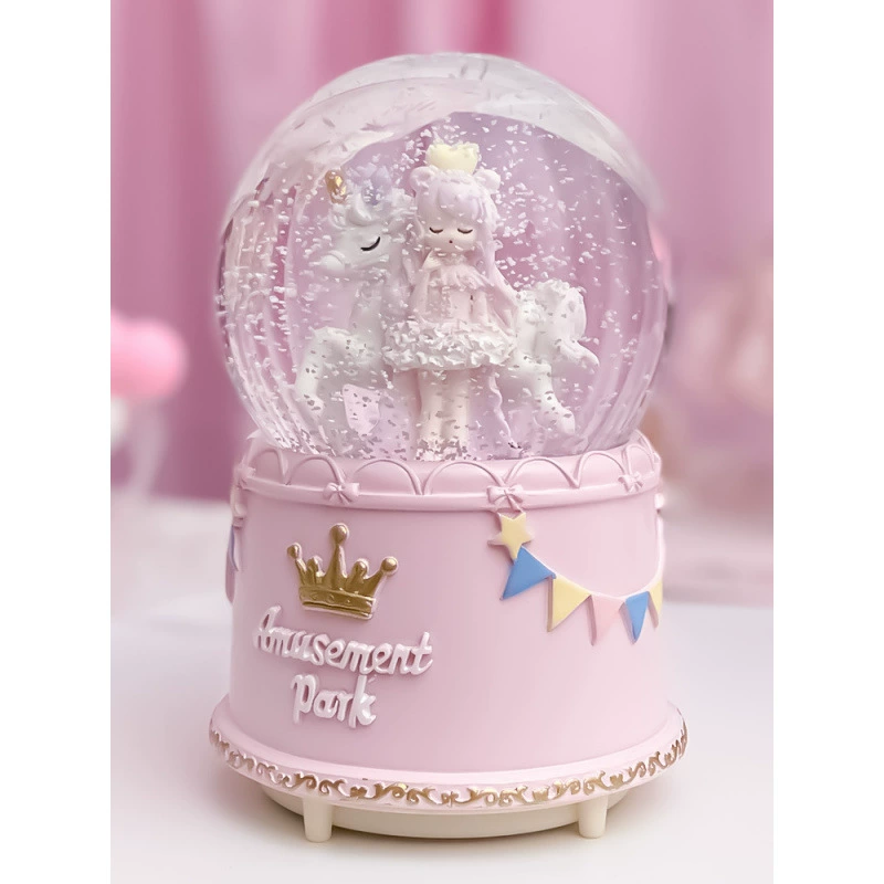 Вращающаяся музыкальная шкатулка, снежинка, хрустальный шар, маленькая девочка, детский праздник, день рождения, креативный подарок для подруги, музыкальная шкатулка