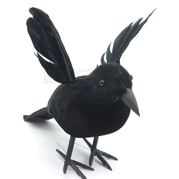Halloween Black Feather Crow forced Halloween Decoration Feather Birds 3PCS Garden Interior shooting props