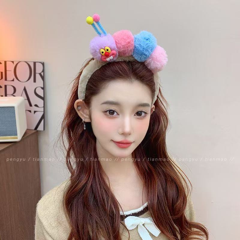 可爱扭扭棒小怪兽发箍女毛绒洗脸搞怪防滑毛毛头箍发饰秋冬女新款|undefined