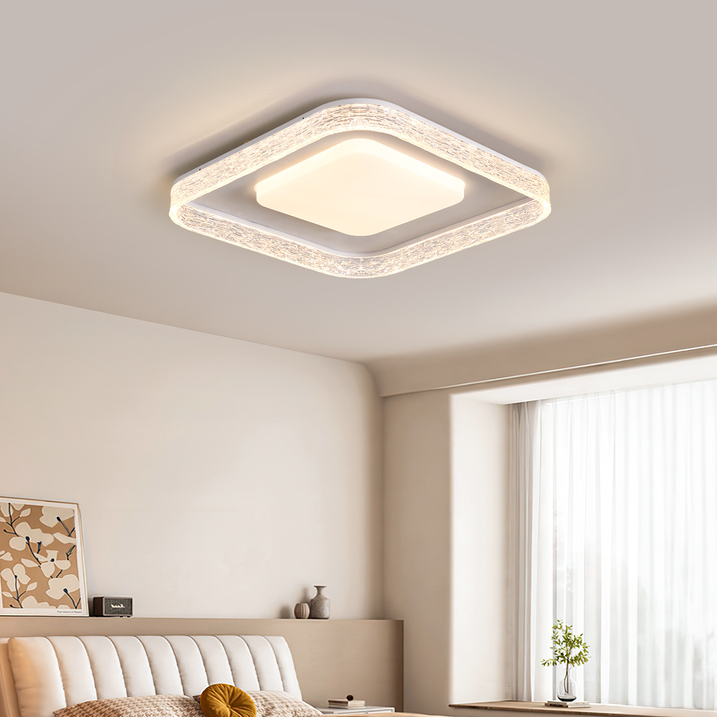 Luz de lujo ligera de estilo italiano, protección de ojos, luz de techo brillante, luz inteligente de dormitorio, luz de habitación de lectura avanzada 357L