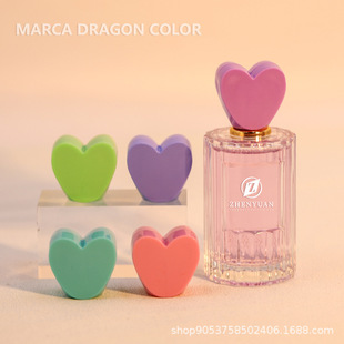 SOURCE Factory wholesale custom 2023 new love heart-shaped macaron color PP perfume glass bottle lid