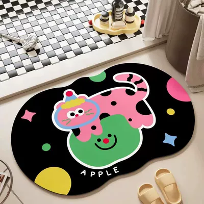 Mat Bathroom Shower Room Strong | Avtomobil döşəmə paspasları - green-apple-polka-dot-cat-4060cm-diatom-mud-small-size