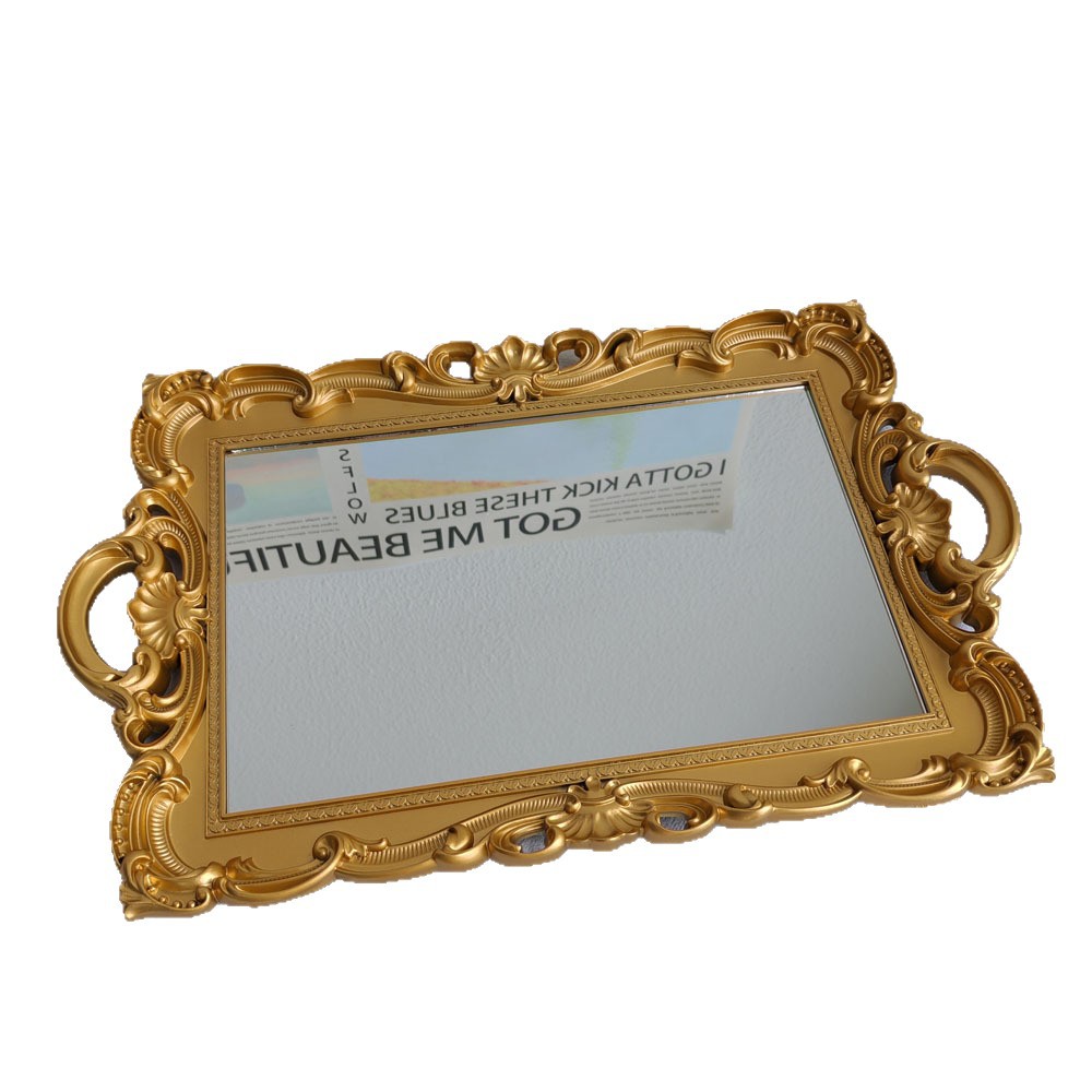 Bandeja de espejo de vidrio retro estilo europeo, estilo "ins", decoración para sala de estar, para aromaterapia, exhibición de joyería, bandeja de almacenamiento.