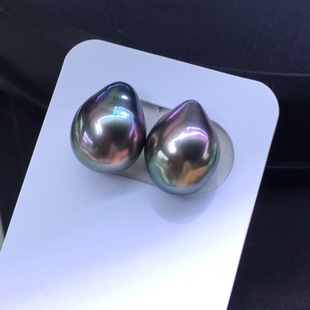 Natural Seawater Tahitian Peacock Green Water Drop Black Pearl 11-12mm Extremely Bright and Translucent, Basically Flawless