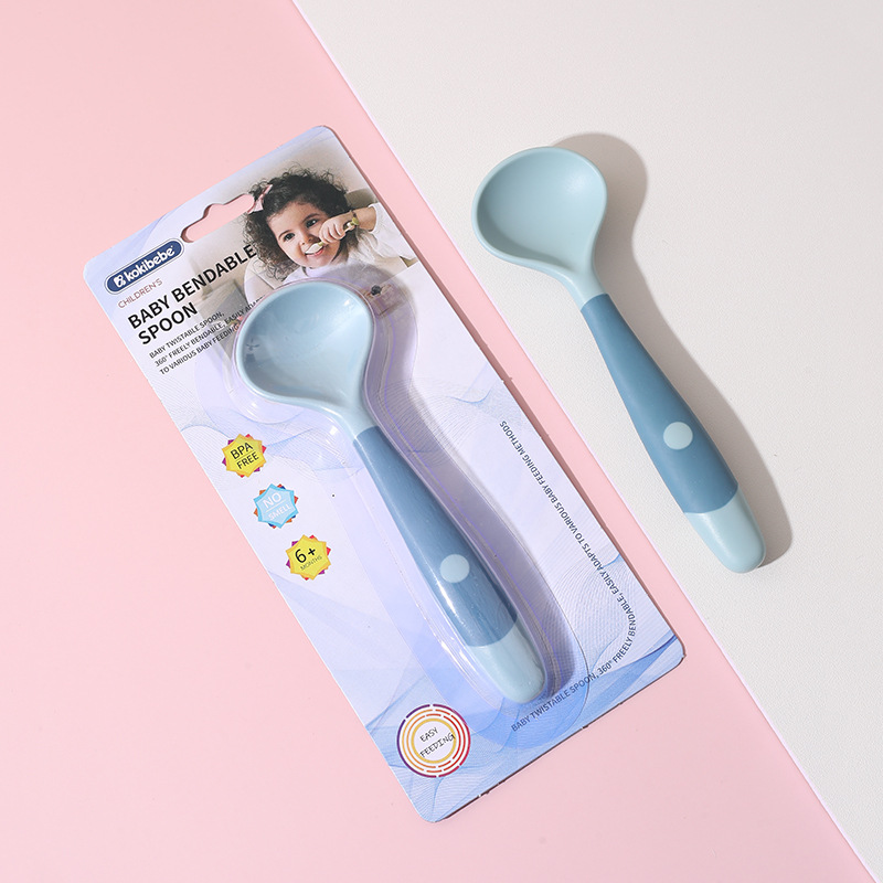Bebé aprendiendo a comer entrenamiento auto-comer cuchara suplemento de alimentos para bebés cuchara flexible cuchara grande niños vajilla