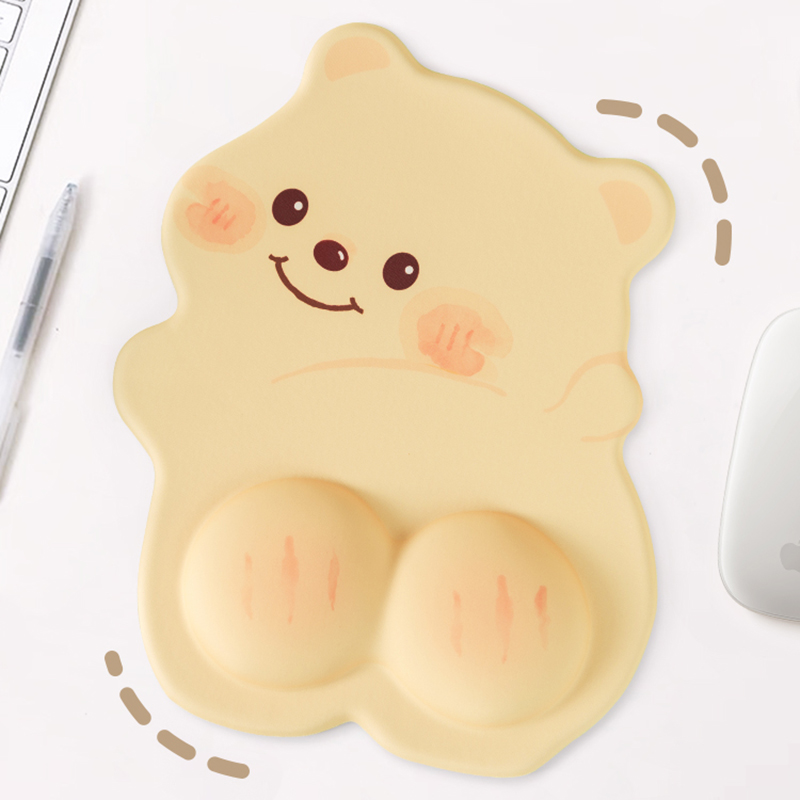 Mantequilla oso almohadilla de muñeca de oficina niñas adorable almohadilla de mesa de alta cara almohadilla de muñeca de teclado de computadora