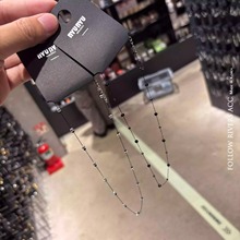 韩国东大门nyunyu精美黑色链条水晶个性冷淡风项链气质超仙颈链