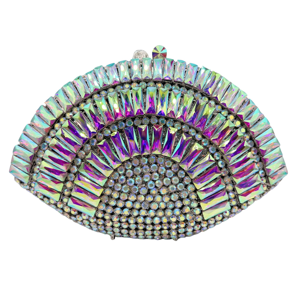 Bolso de piedra nueva forma de ventilador transfronteriza bolso de mano con diamantes huecos bolso de cena de fiesta reunión anual bolso de mujer