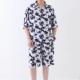 Cotton Silk Short-sleeved Lapel Shirt Shorts Pajamas suit Men's Top Half Pants Thin Artificial Cotton Home Clothes