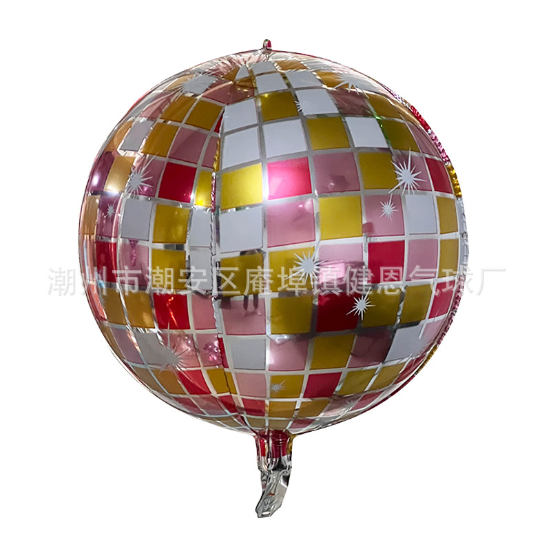 Transfronterizo 22 pulgadas láser oro y plata disco aluminio película 4D bola boda cumpleaños fiesta bar decoración globo