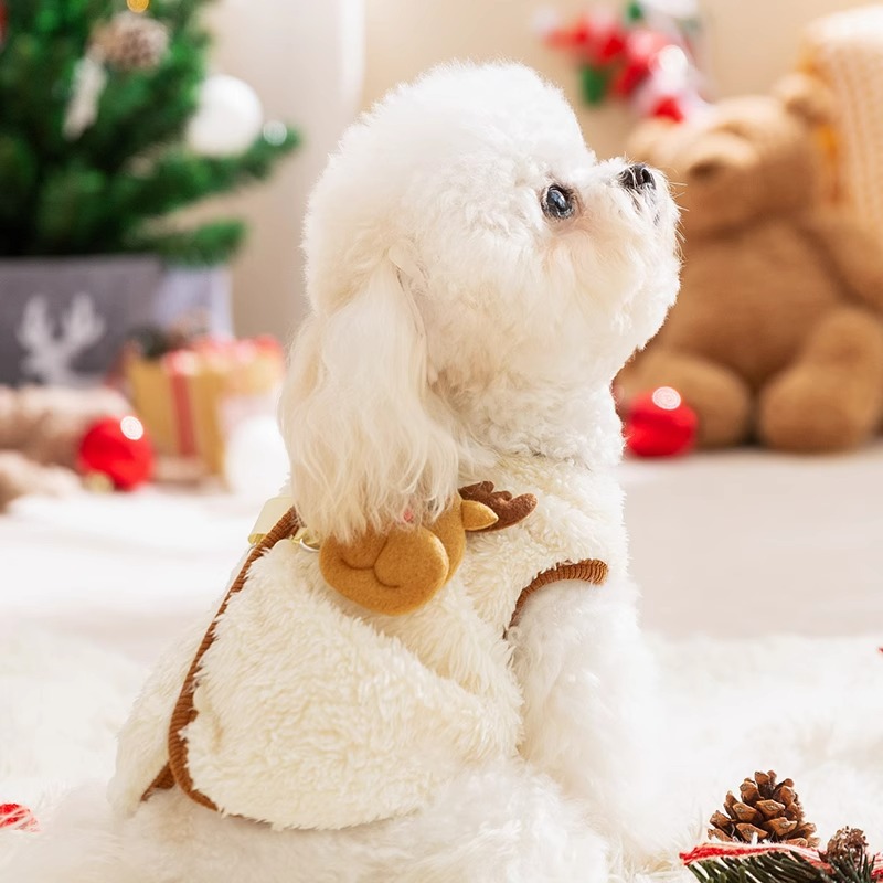 Otoño y invierno perros de Navidad alces cálidos chalecos de peluche accesorios de Papá Noel gatos Teddy Bear mascotas ropa de perro