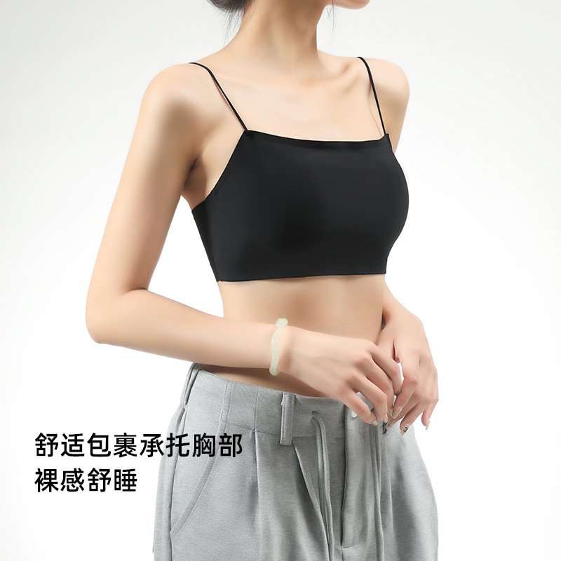 Summer Thin Ice Silk seamless underwear women's fashion classic all-match with chest pad beautiful back thin shoulder strap wrap chest wholesale