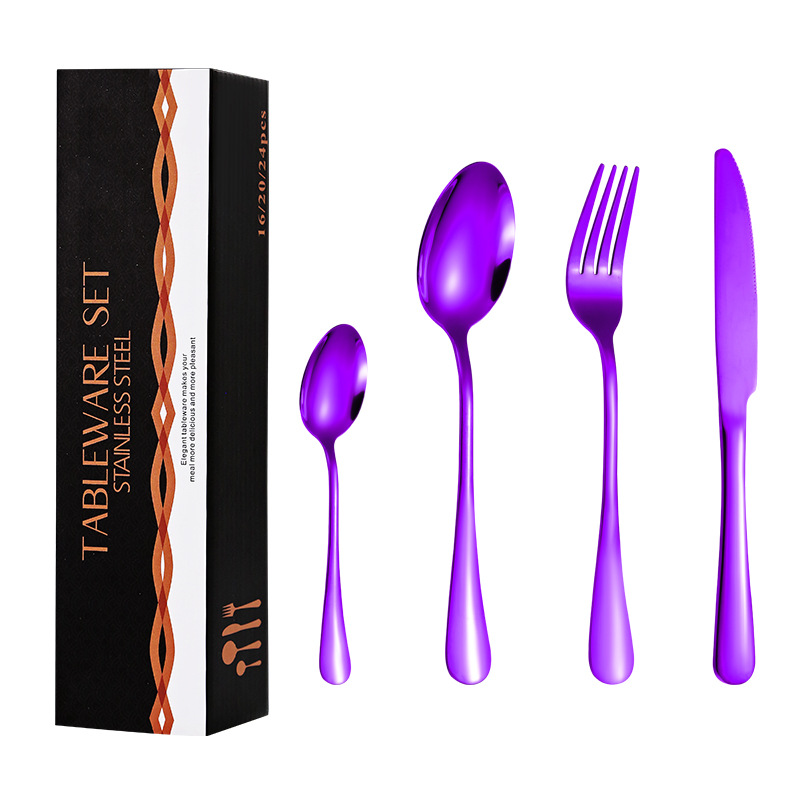 Amazon popular vajilla de acero inoxidable occidental 16 piezas traje 1010 cuatro piezas principales cuchillo, tenedor y cuchara traje de caja de regalo transfronterizo
