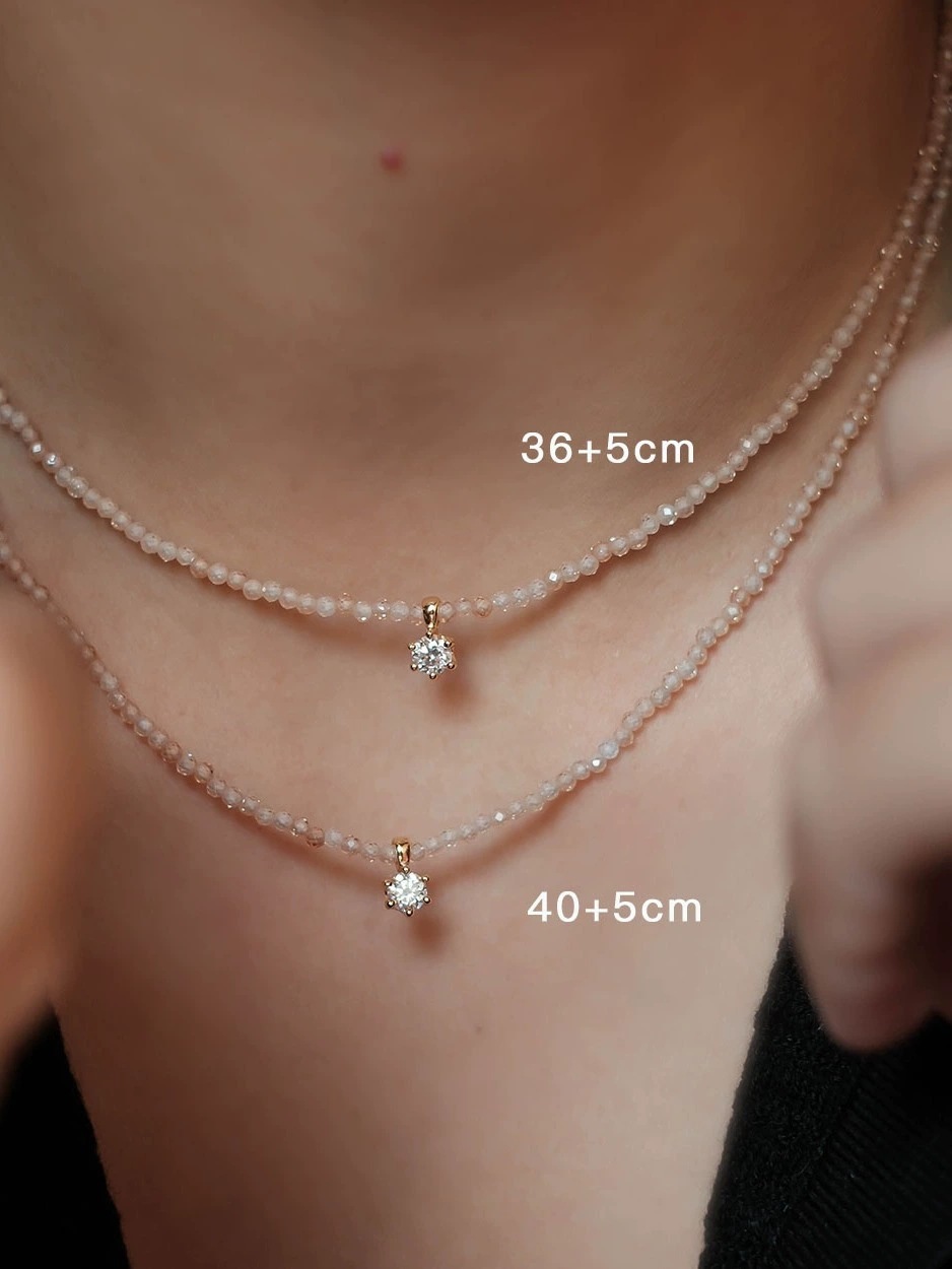 Pendant with zircon, 2mm, champagne color, 38