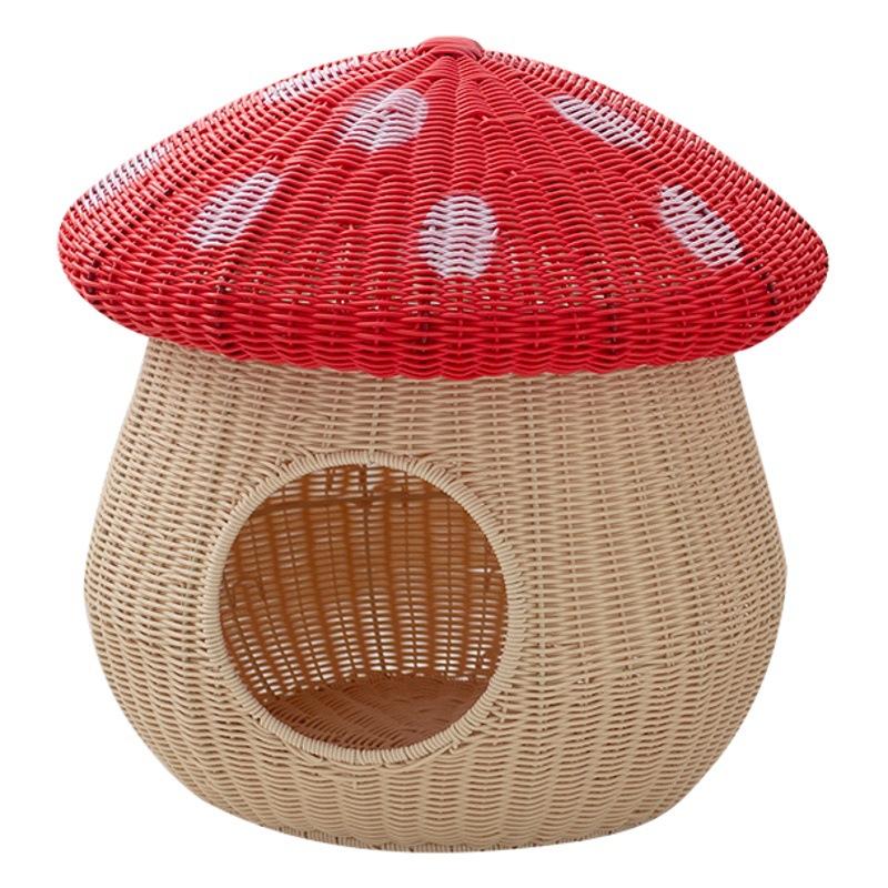 Ratán-como nido de gato lavable Villa semicerrado cuatro estaciones Universal verano tejido a mano transpirable perro perrera