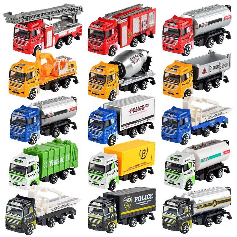 Alloy Car Model Boy Toy Artificial Fire Engineering Vehicle City Excavator Model Inertia Car Supermarket Stall Wholesale