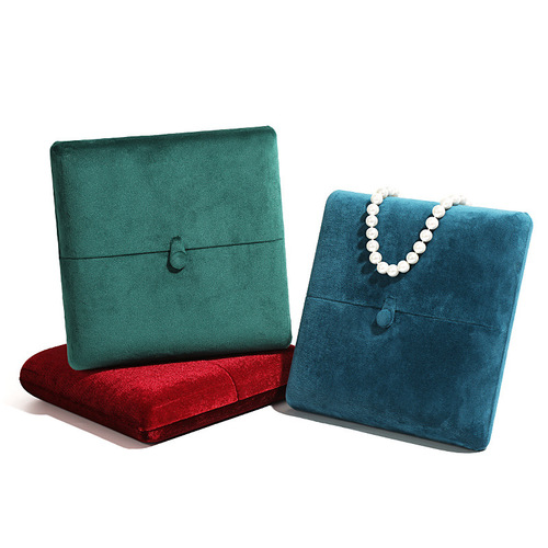 Lined Fabric Jewelry Box with Heart-Shaped Pearl Necklace Display, Double-Clasp Packaging Box for Necklace and Jewelry, Wholesale