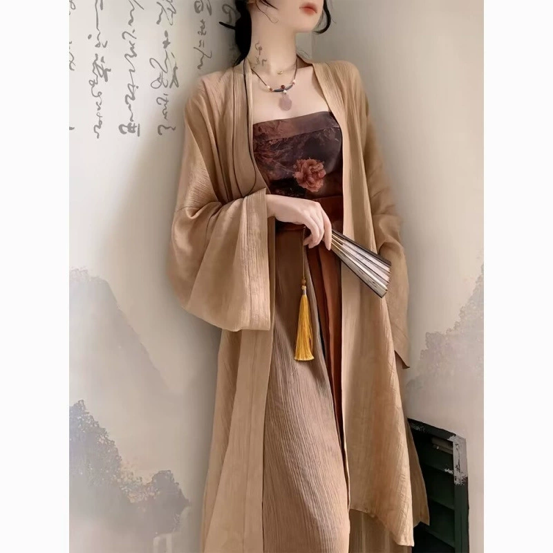 Новое легкое платье в китайском стиле 2024 новый летний холодный ленивый ветер показывает темперамент кардиган подтяжка из трех частей