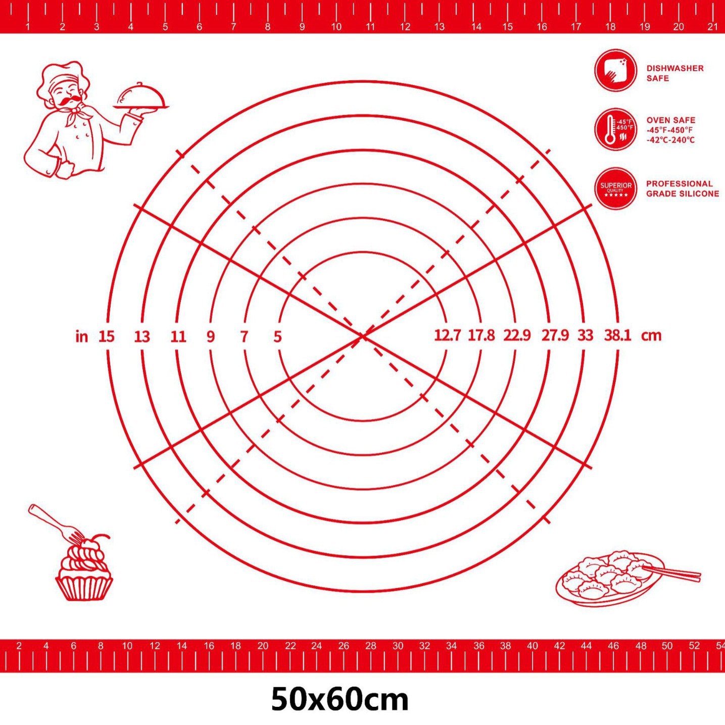 Amazon platino estera de silicona amasadora estera de amasamiento de grado alimenticio estera de amasamiento de cocina de comercio exterior utensilios para hornear Hogar y Estera de masa