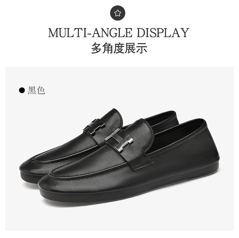 Giày lười nam da bò cổ thấp mũi tròn gót thấp 1-3 cm — 8156 màu đen, 8158 màu đen, Màu trắng 8156, Màu trắng 8158 chi tiết 29