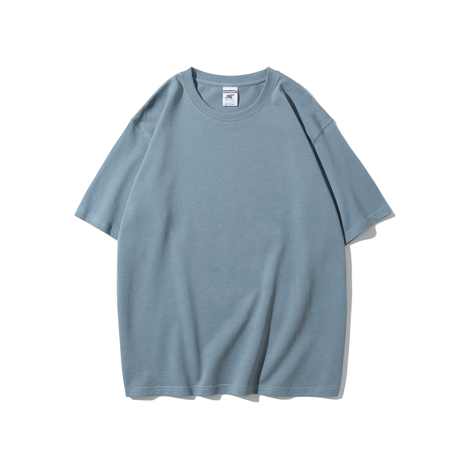 メンズ夏のAG280gマーク沁男士重ポンド丸襟tシャツ純綿純色潮男半袖男プリントt