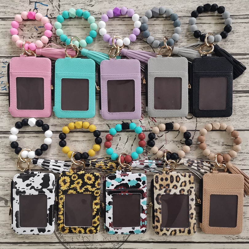 Cute Flower Leopard Leather Women's Keychain display picture 1