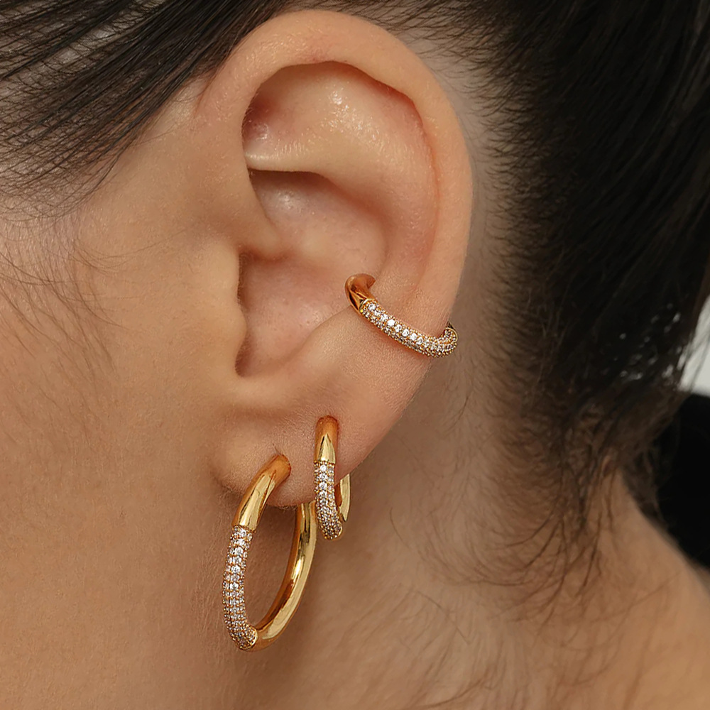 European and American Cross-border Luxury Light Luxury Zircon Micro-inlaid Elegant Ear Ring Ear Clip Fashion All-match Explosions Earrings Jewelry