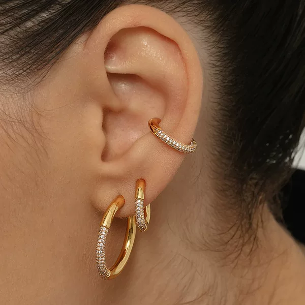 European and American Cross-border Luxury Light Luxury Zircon Micro-inlaid Elegant Ear Ring Ear Clip Fashion All-match Explosions Earrings Jewelry