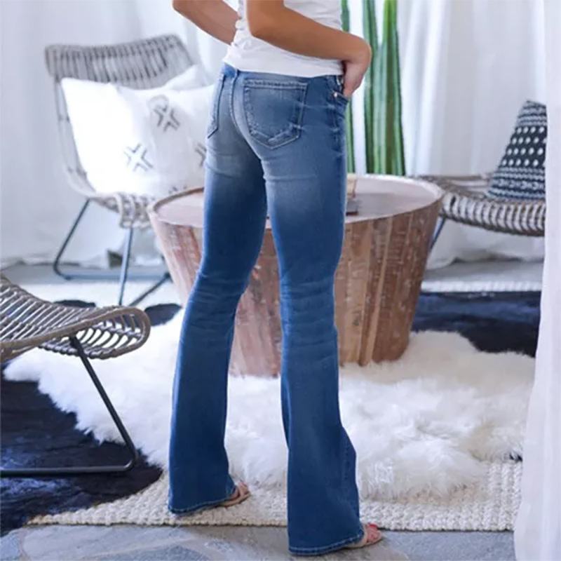 Women's Stretch Slim Ripped Flared Jeans For Women Denim Trousers_voghion.com