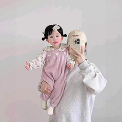 韩系女宝宝春秋装婴童新款碎花衬衫背带裤套装可爱公主婴儿两件套