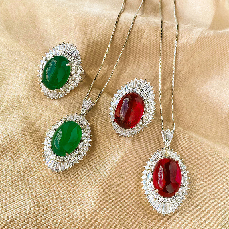 Zhuang Sheng joyas de cobre de fondo chapado en oro de plantación de hielo fluorescente denier liso temperamento suave traje de piedra femenina 13*18