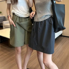 アメリカの速乾性カーゴキュロット女性の夏薄い 2025 新しいネイビーブルースカートルーズカジュアルスポーツショーツ
