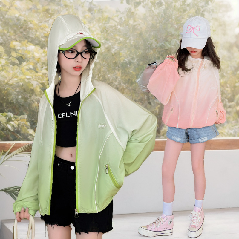 Girls' Sun Protection Clothing, Summer Lightweight and Breathable Jacket, Children's Gradient Ice Silk Sun Protection Clothing, Big Girls' 2026 New Style