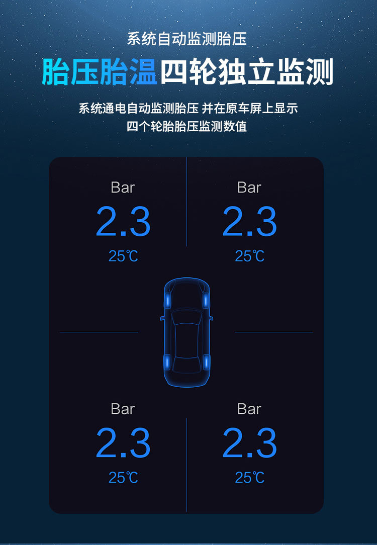 Suitable for Yuan, Song, Tang, and Han Byd Series Tire Pressure Monitoring Sensor Monitor Oe:Sc3609200 Digital Display