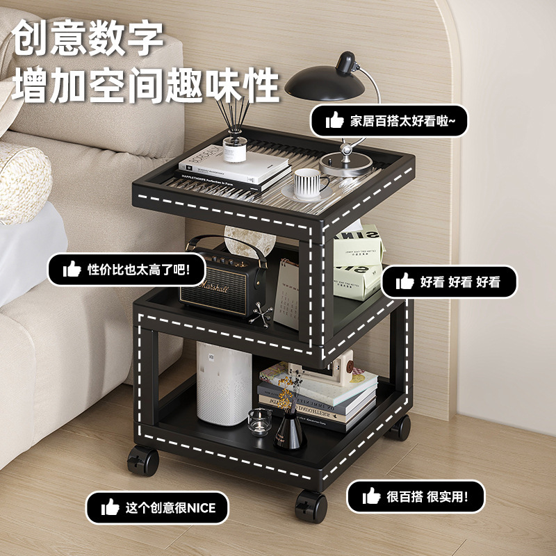床头置物架可移动床头柜小型简约现代可移动边几创意家用储物柜子|undefined