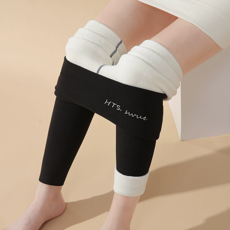 Вельветовые термог leggings, базовые брюки высокой талией, подкладка из флиса 200–500 г, обтягивающий крой