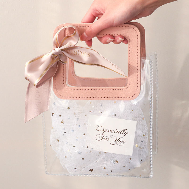 Transparent PVC Gift Bags, Bridal Shower Gift, Wedding Bridesmaid Birthday Valentine's Day Instagram Style Handheld Student Gift Bags