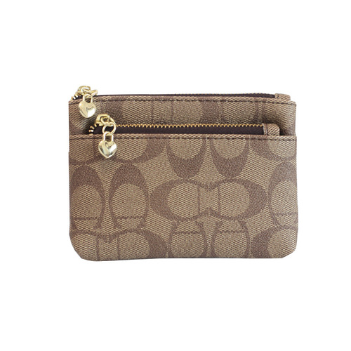 European and American soft leather coin purse three zipper women's printed wallet small and exquisite high-end zipper wallet wallet handbag