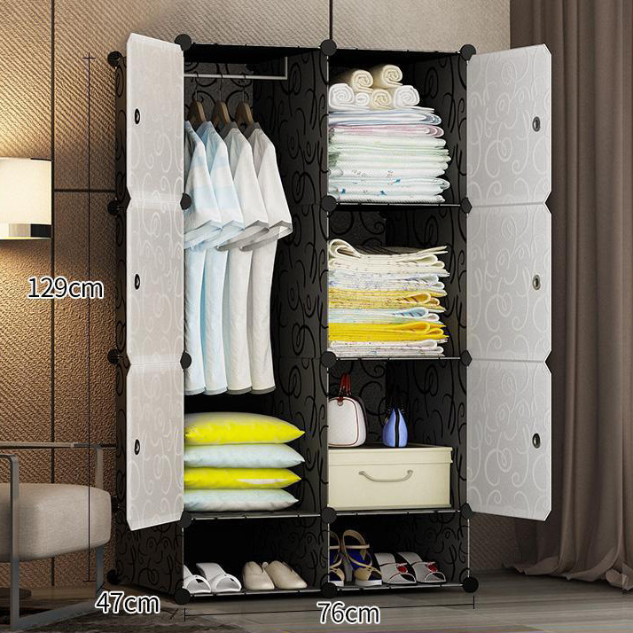 Armario simple moderno armario de tela simple sala de alquiler de tubos de acero engrosamiento reforzado dormitorio en casa montaje de almacenamiento gabinete colgante