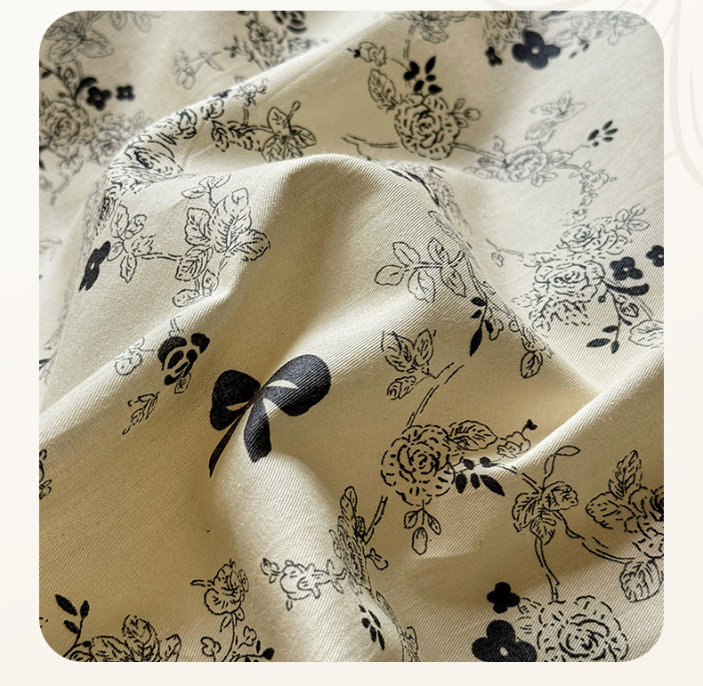 Vintage Floral Duvet Cover Set Pure Cotton Black Lace Bedding_voghion.com