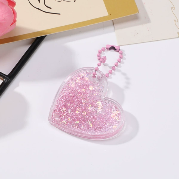 Small pink love flowing sand contains beads chain