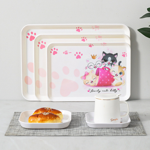 European-style tea tray, household rectangular water cup tea cup living room cup holder fruit waste classification melamine imitated porcelain