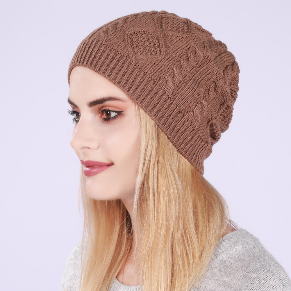 Nieuwe geplooide, pluche gebreide heren-dames-pullover, herfst- en winterruitvormige halvemaanvormige oorbescherming, warm_voghion.com