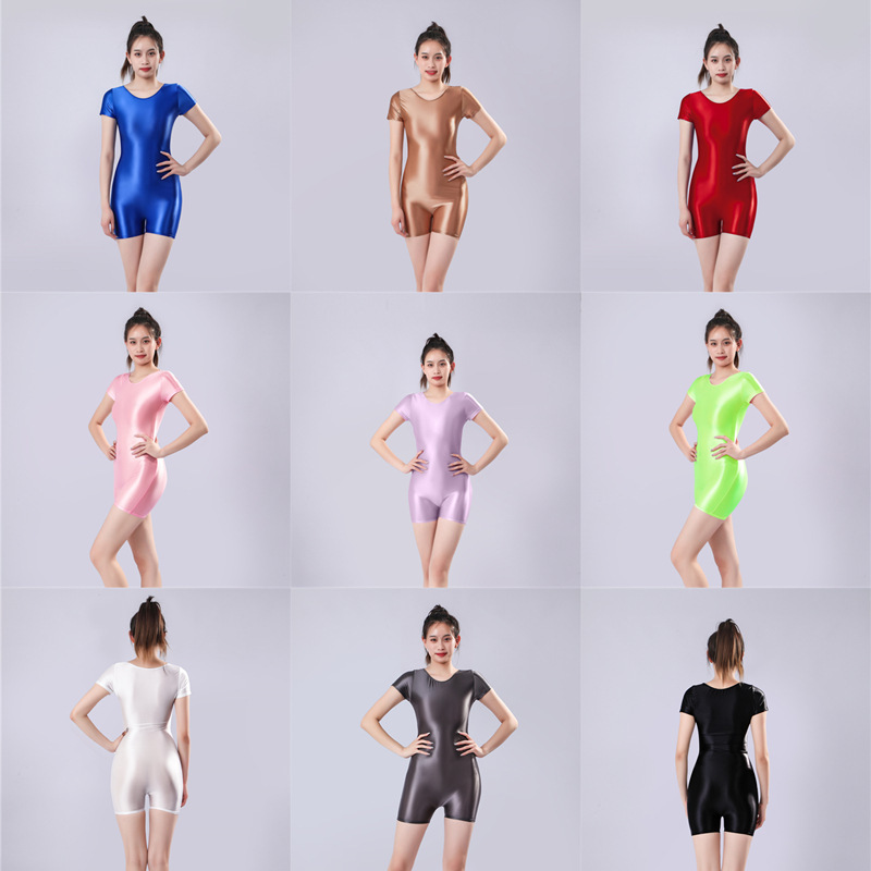 Glossy Silky Front Seamless Shorts Jumpsuit Tight European and American Sexy Large Size Cross-border Explosions 7061