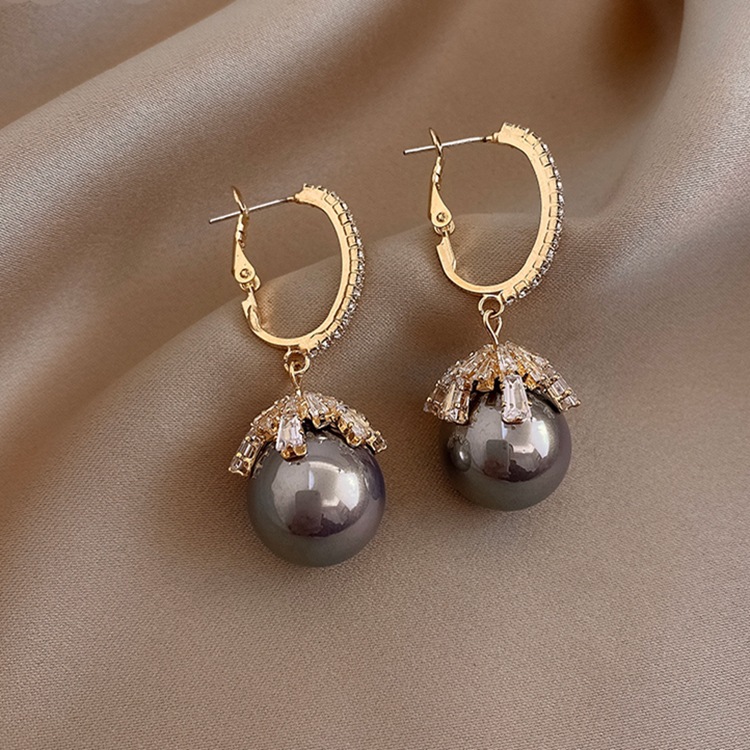 Retro Ball Copper Inlay Artificial Pearls Zircon Drop Earrings 1 Pair display picture 3