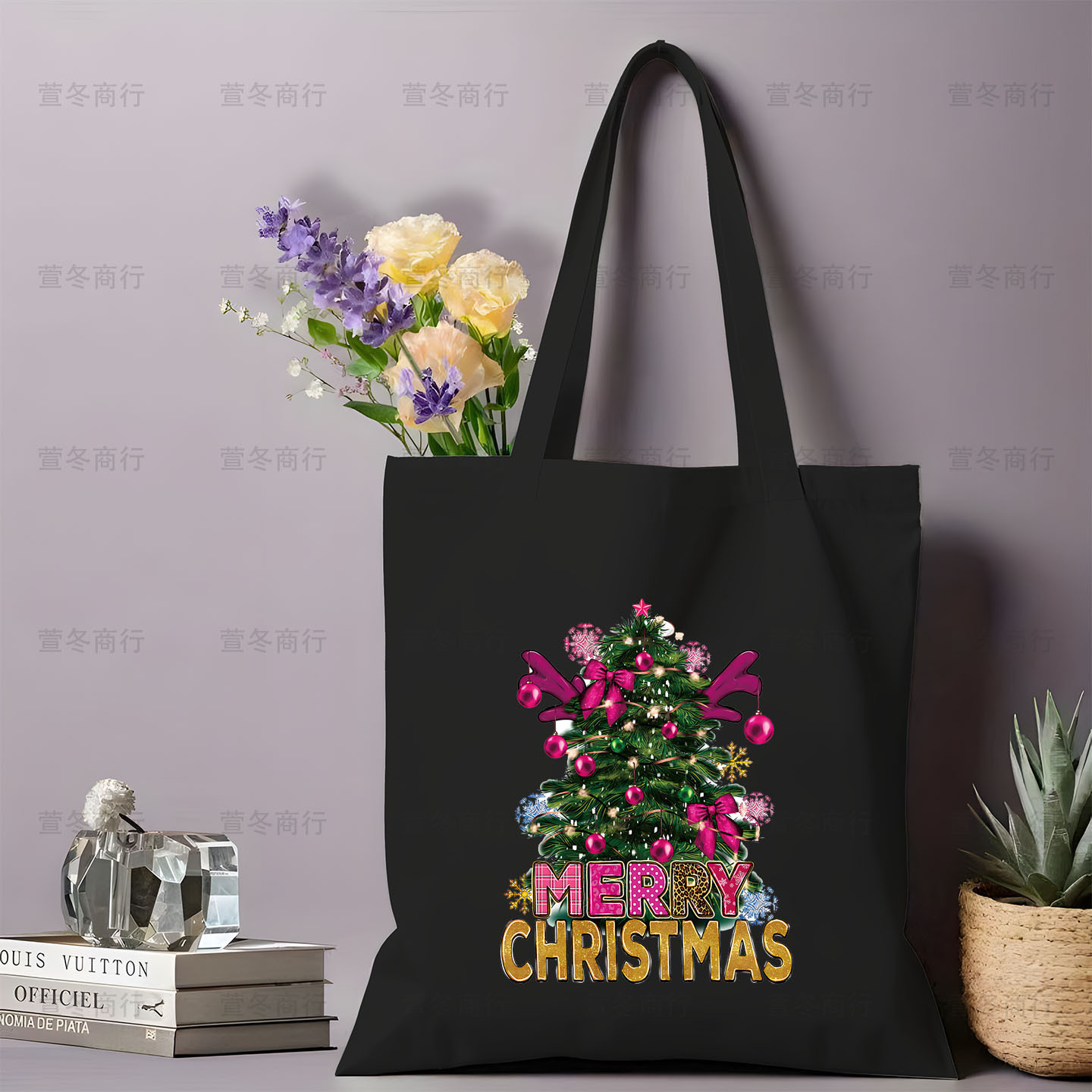 Bolsa de lona de Santa Claus de dibujos animados estudiantes bolsas de lona de mano de Navidad bolsas de hombro de gran capacidad ventas calientes transfronterizas