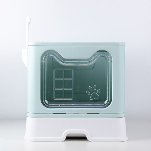 New foldable self-closing litter box with enclosed cat toilet, splash-proof drawer-style odor-removing large litter box