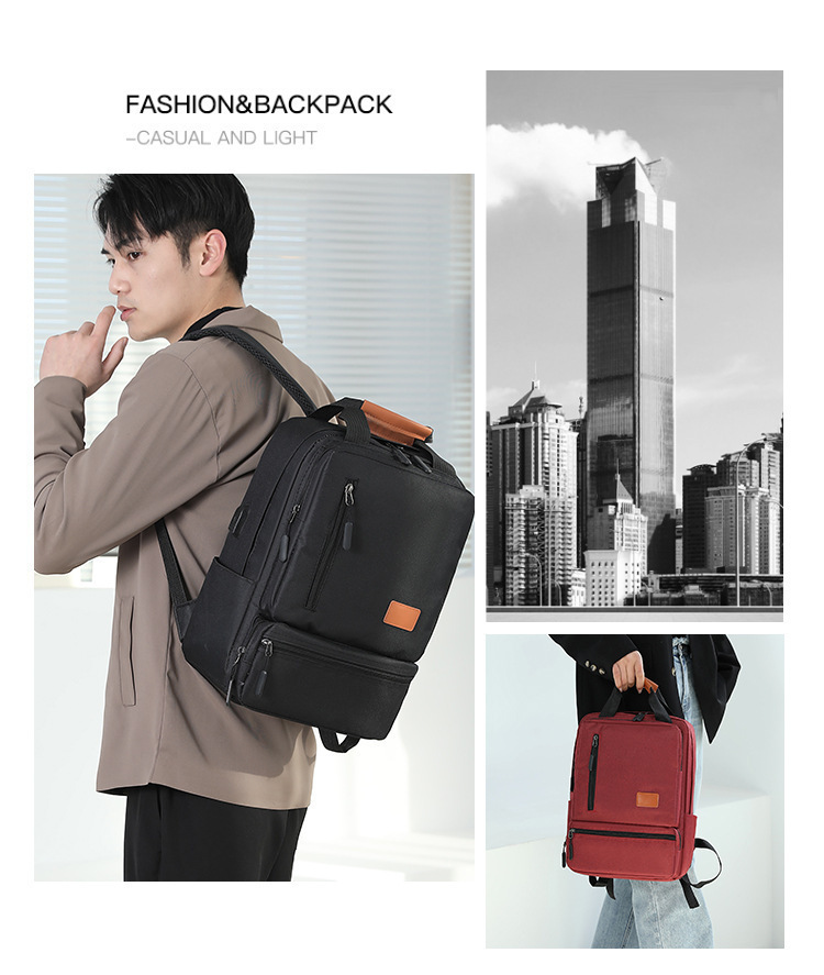 Backpack, large-capacity, high-end backpack, three-piece schoolbag, men's bag, business backpack, multi-functional charging computer bag Item Picture