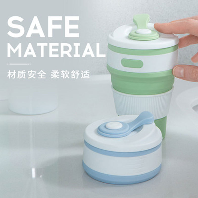 Fábrica al por mayor al aire libre plegable taza moderna simple 350ml taza de silicona resistente a la caída de agua hirviendo plegable taza de café